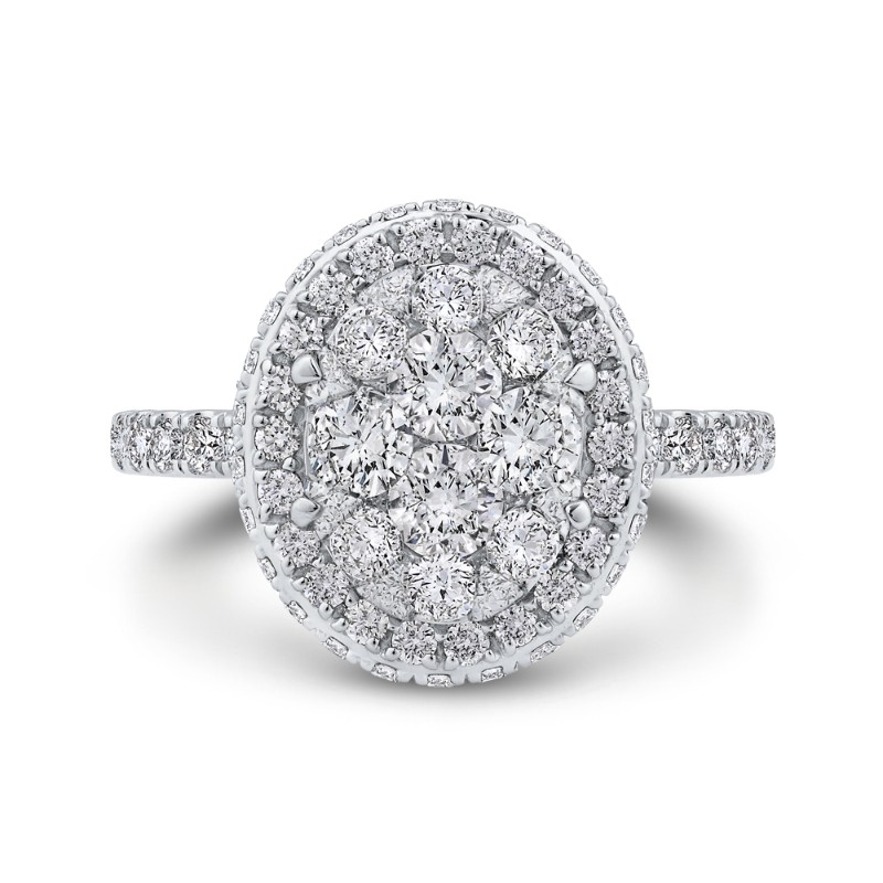 Diamond Halo Engagement Ring in 14K White Gold