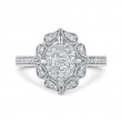 Round Diamond Flower Engagement Ring in 14K White Gold