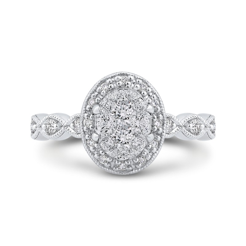 Round Diamond Halo Engagement Ring in 14K White Gold