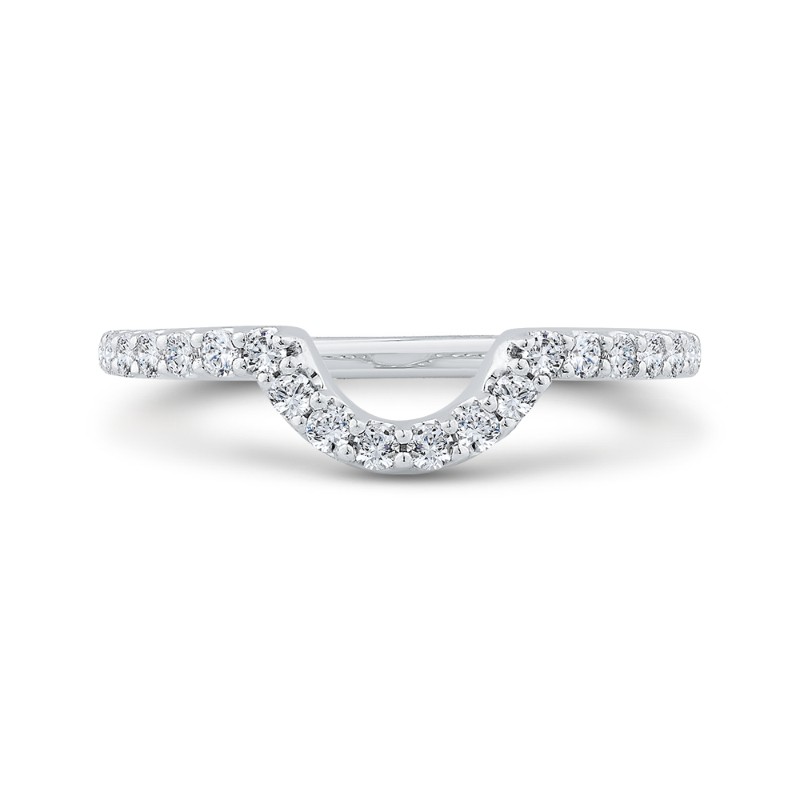 Diamond Half-Eternity Contour Wedding Band in 14K White Gold