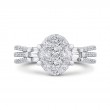 Round & Baguette Cut Diamond Engagement Ring in 14K White Gold