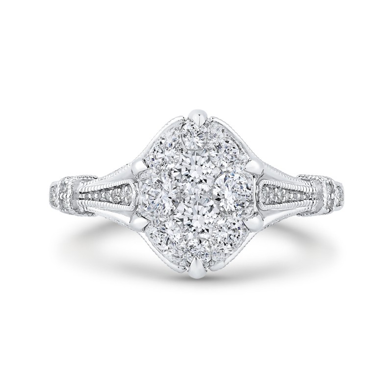 Round Diamond Engagement Ring in 14K White Gold