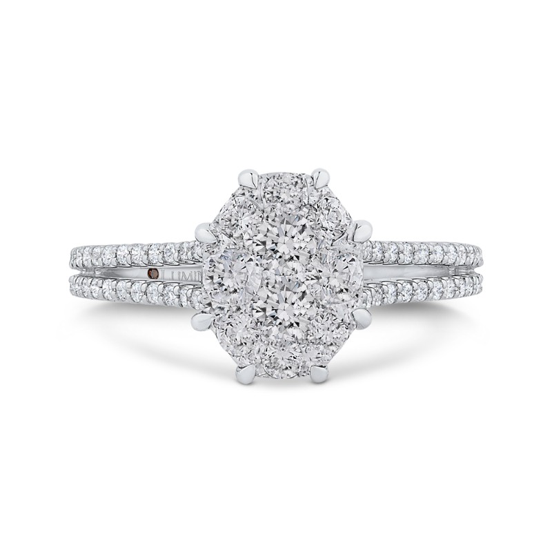 Split Shank Round Diamond Engagement Ring in 14K White Gold