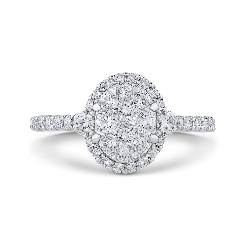 Round Diamond Halo Engagement Ring in 14K White Gold