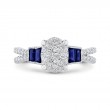 Diamond Engagement Ring with Sapphire in 14K White Gold
