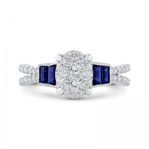 Diamond Engagement Ring with Sapphire in 14K White Gold
