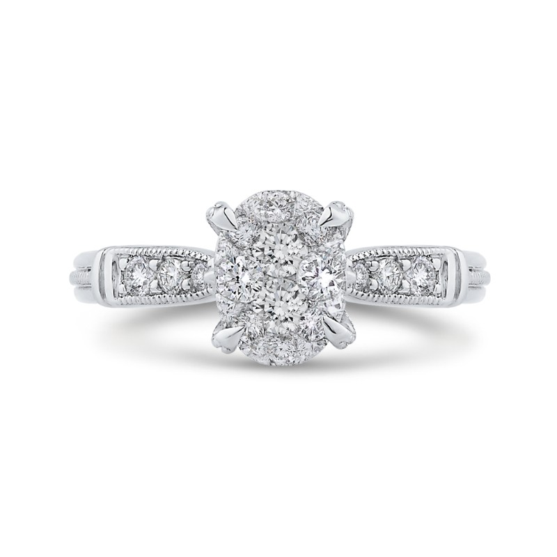 Round Diamond Engagement Ring in 14K White Gold