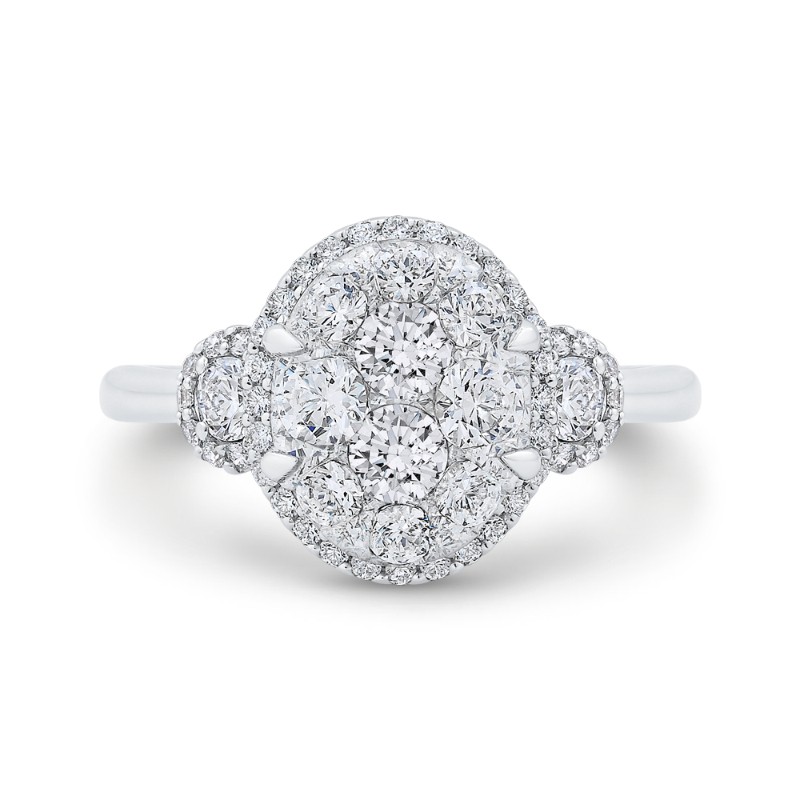 Round Diamond Halo Engagement Ring in 14K White Gold