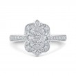 Round Diamond Floral Engagement Ring in 14K White Gold