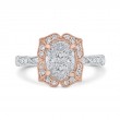 Round Diamond Floral Engagement Ring in 14K Two Tone Gold