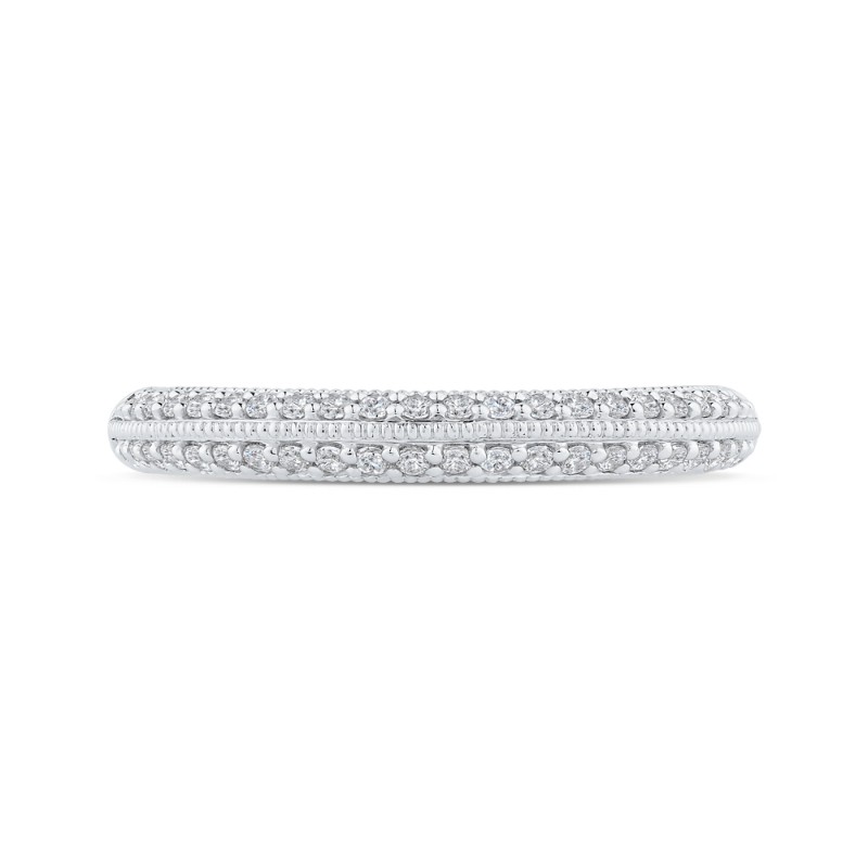 Round Diamond Half-Eternity Wedding Band in 14K White Gold