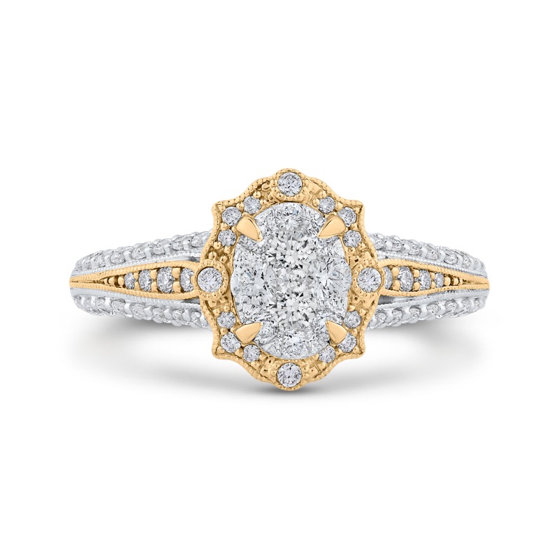 Round Diamond Engagement Ring in 14K Two Tone Gold
