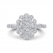 Round Diamond Oval Shape Halo Engagement Ring in 14K White Gold