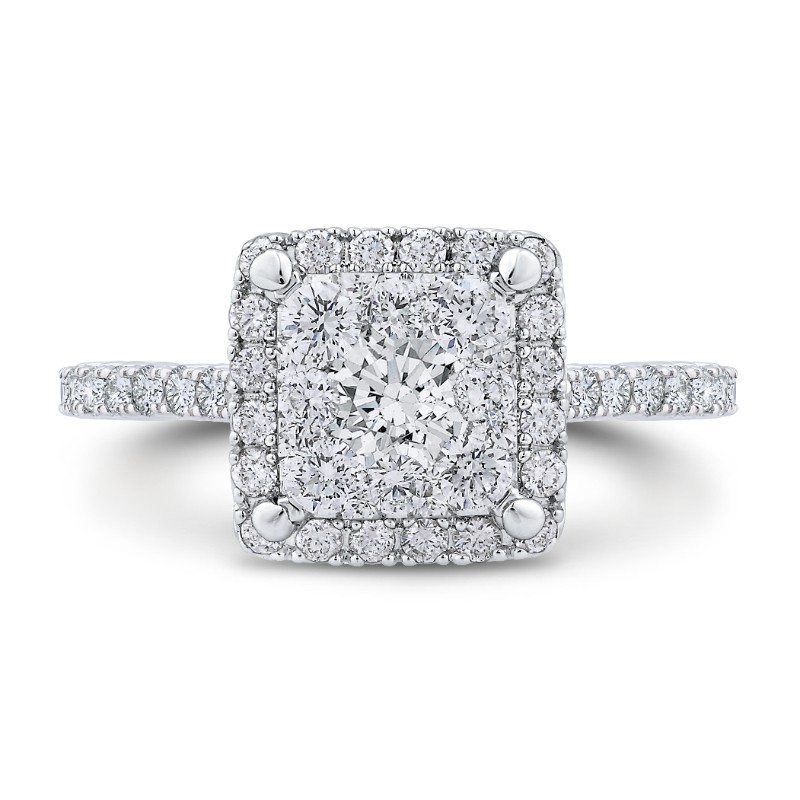 Round Diamond Halo Engagement Ring in 14K Two Tone Gold
