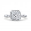 Diamond Princess Shape Halo Engagement Ring in 14K White Gold