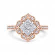 Diamond Flower Shape Engagement Ring in 14K Two Tone Gold