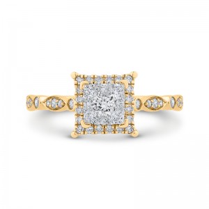 Diamond Halo Engagement Ring in 14K Two Tone Gold