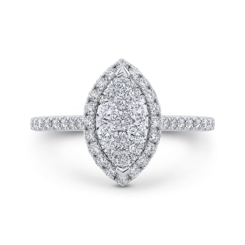 Round Diamond Halo Engagement Ring in 14K Two Tone Gold