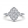 Split Shank Round Diamond Marquise Cut Shape Double Halo Engagement Ring in 14K White Gold