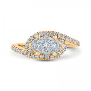 Round Diamond Promise Engagement Ring in 14K Two Tone Gold