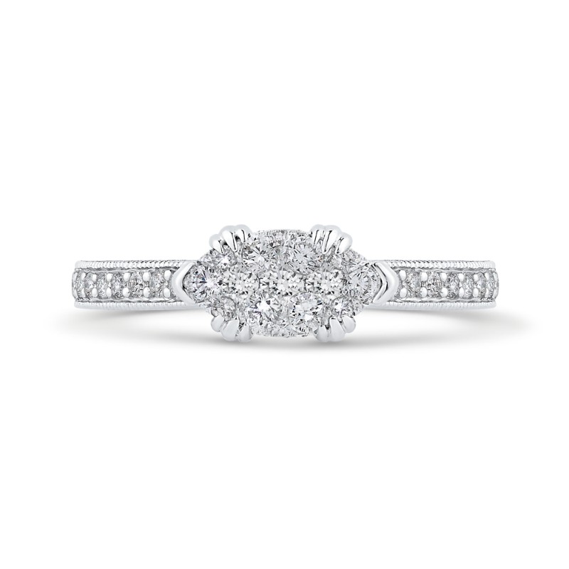 Round Diamond Engagement Ring in 14K Two Tone Gold