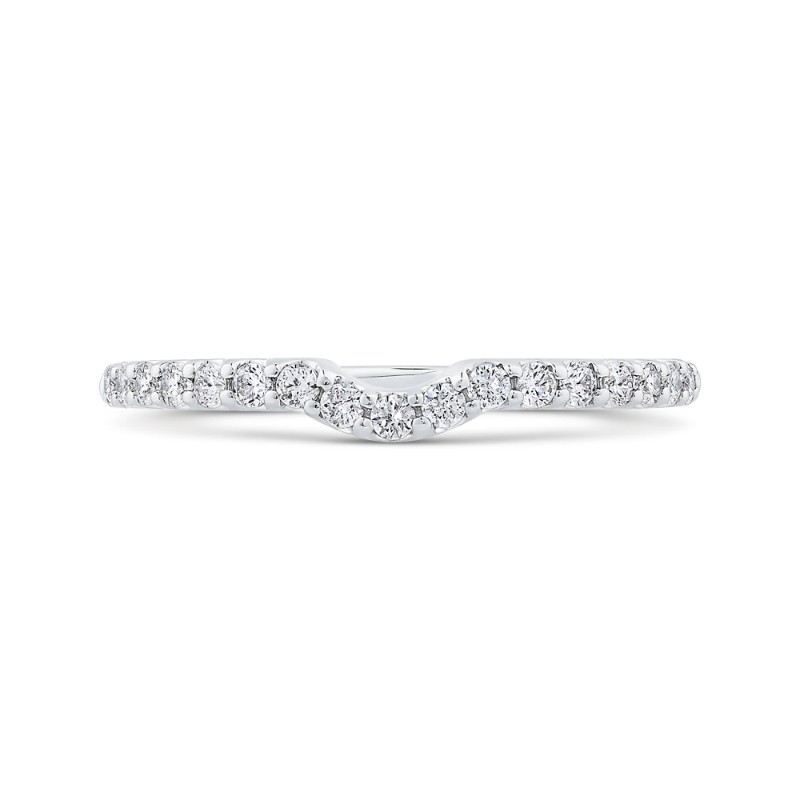 Diamond Half-Eternity Contour Wedding Band in 14K White Gold