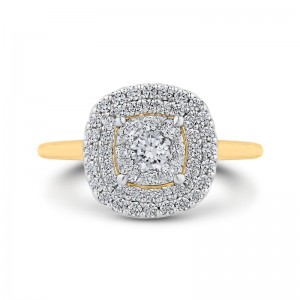 Round Diamond Engagement Ring in 14K Two Tone Gold