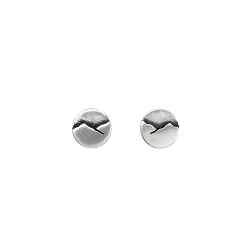 SARATOGA JEWELS STERLING SILVER MOUNTAIN ROUND POST EARRINGS