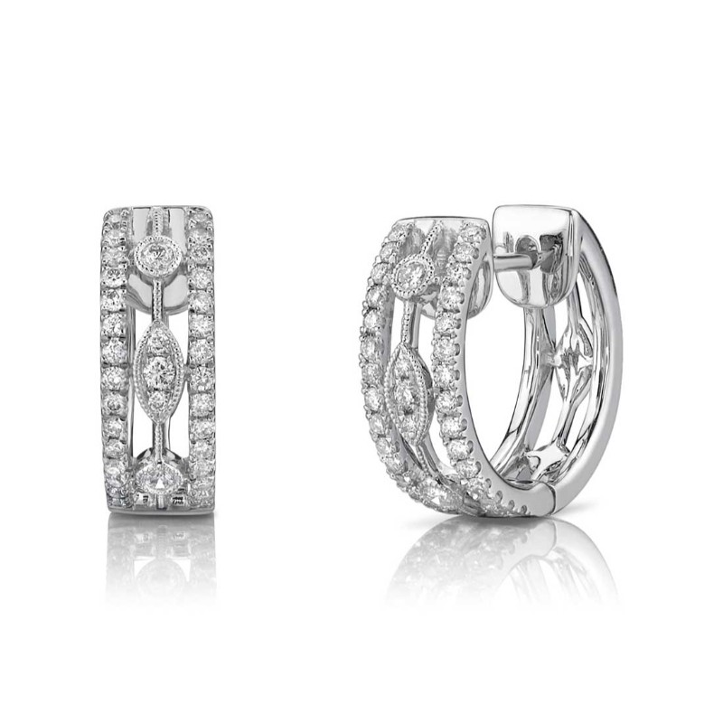 Marquise Diamond Hoop Earrings