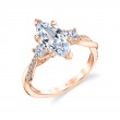 Marquise Cut Three Stone Spiral Engagement Ring - Evangeline