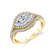 Marquise Shaped Ring with Halo - Eleanora