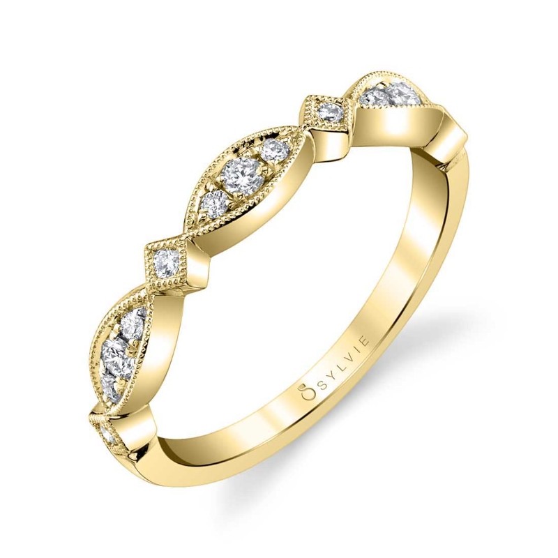 Yellow Gold Marquise Shaped Stackable Band - Samantha