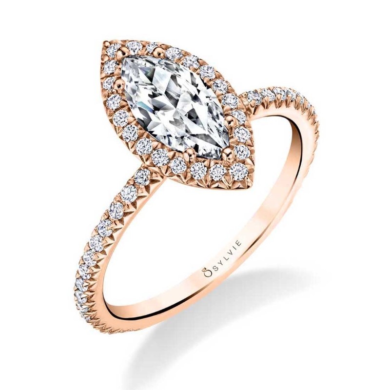 Marquise Classic Halo Engagement Ring - Vivian