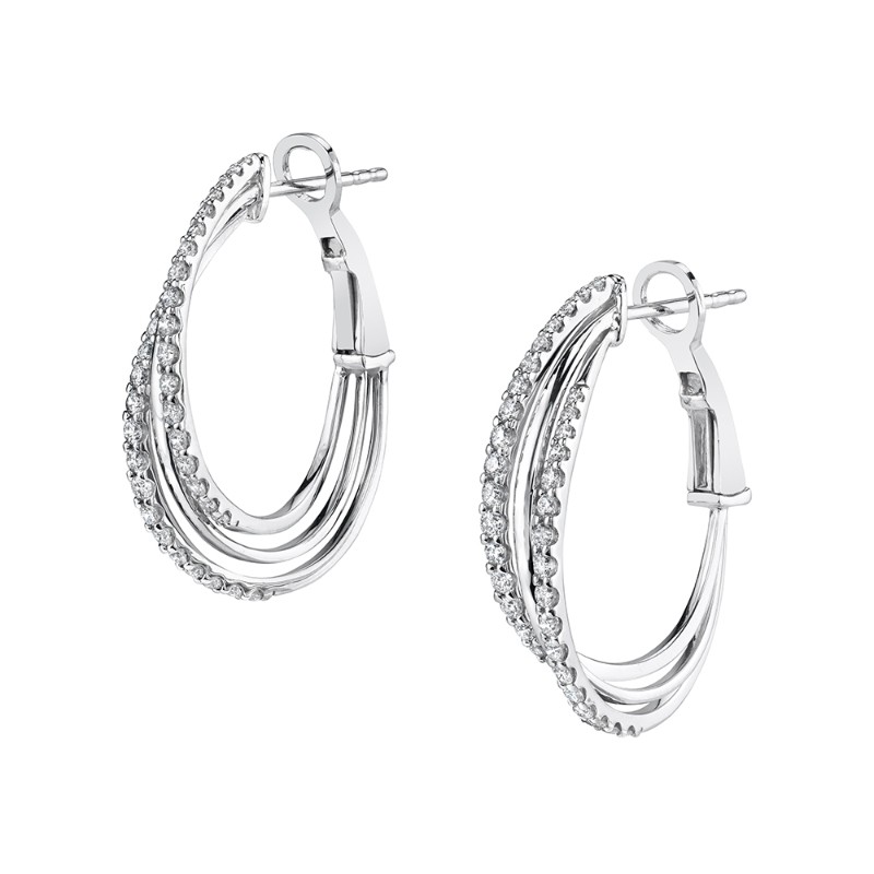 Modern Diamond Hoop Earrings