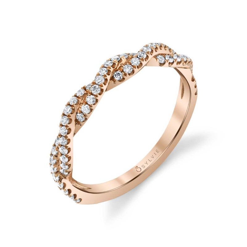 Round Cut Spiral Diamond Wedding Ring - Le&aacute;na