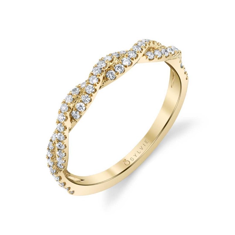 Round Cut Spiral Diamond Wedding Ring - Le&aacute;na