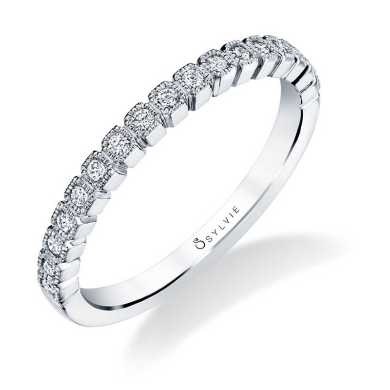 Modern Diamond Stackable Wedding Band - Olympia