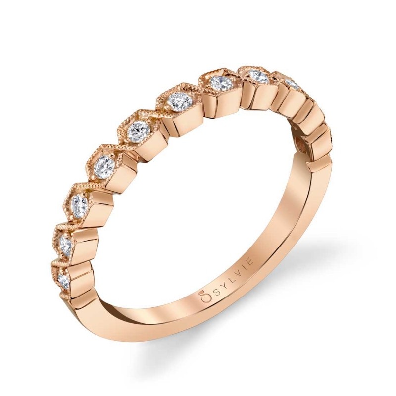 Modern Square Shaped Stackable Band in Rose Gold - Salome
