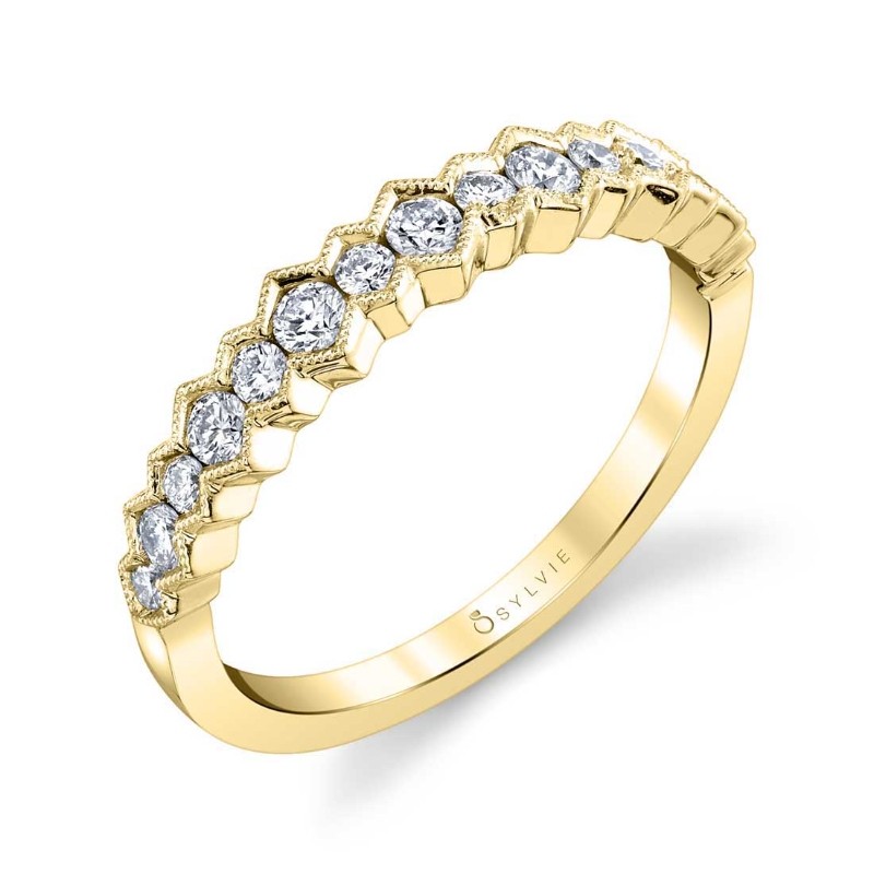 Modern Yellow Gold Wedding Band - Naelle
