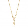 ANIA HAIE 14K GOLD PLATED ON STERLING SILVER SPARKLE DROP PENDANT CHUNKY CHAIN NECKALCE