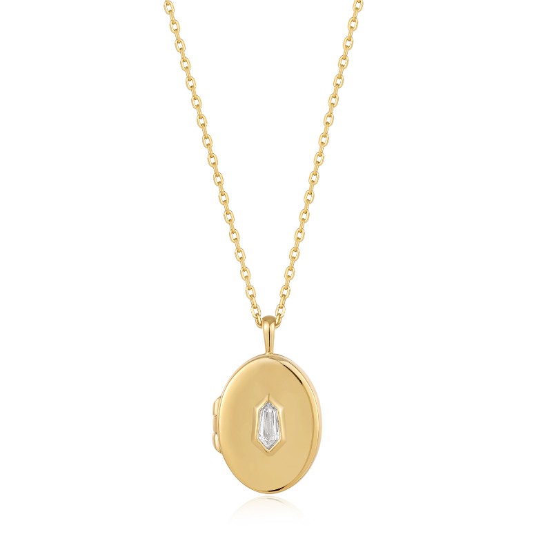 ANIA HAIE 14K GOLD PLATED ON STERLING SILVER SPARKLE LOCKET PENDANT NECKLACE
