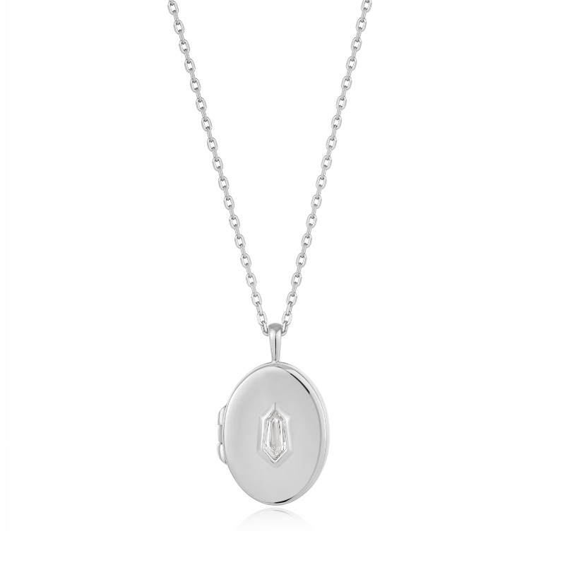 ANIA HAIE STERLING SILVER SPARKLE LOCKET PENDANT NECKLACE