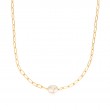 Gold Pearl Sparkle Chunky Chain Necklace