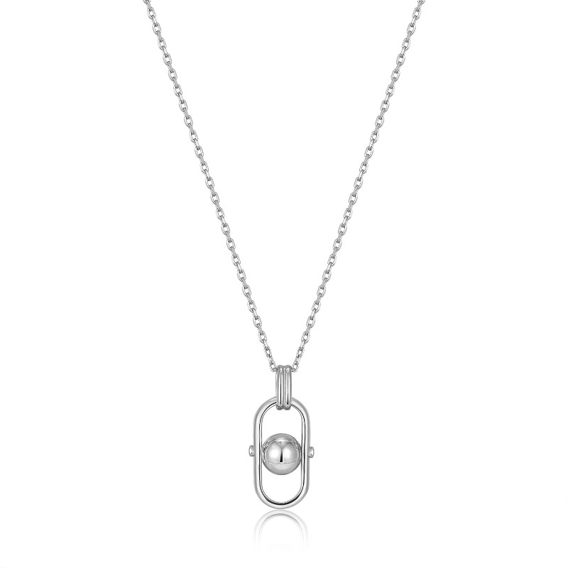 Silver Orb Link Drop Pendant Necklace