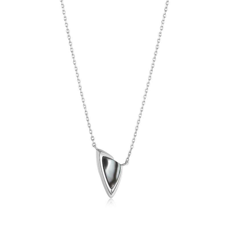 Silver Arrow Black Mother Of Pearl Pendant Necklace