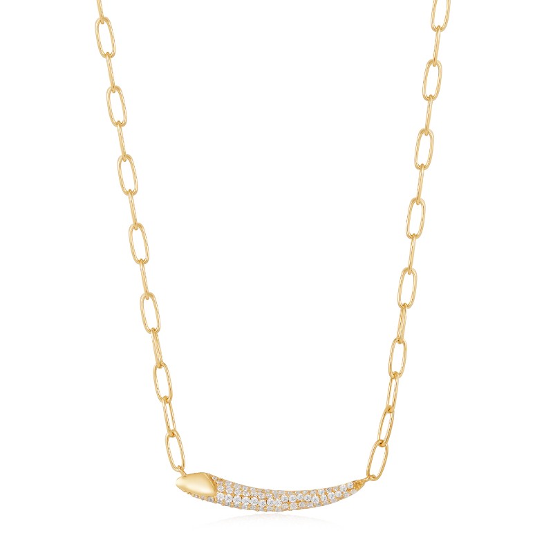 Gold Pav?Bar Chain Necklace