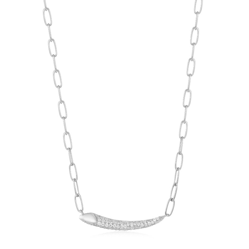 Silver Pav?Bar Chain Necklace
