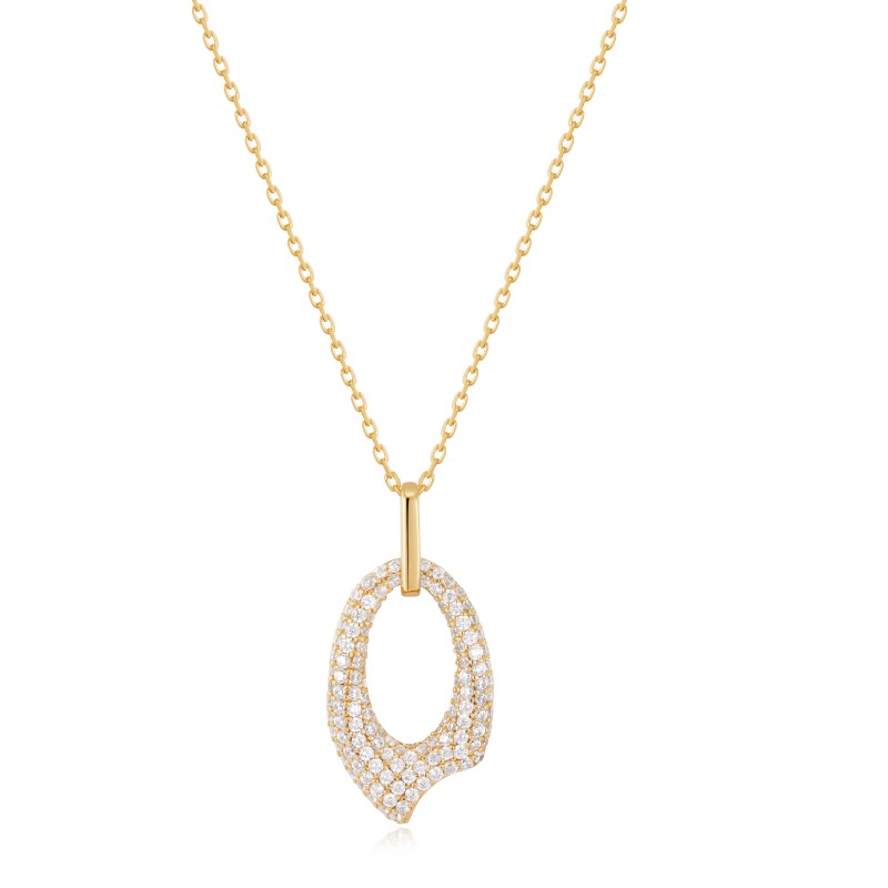 Gold Pav?Arrow Pendant Necklace