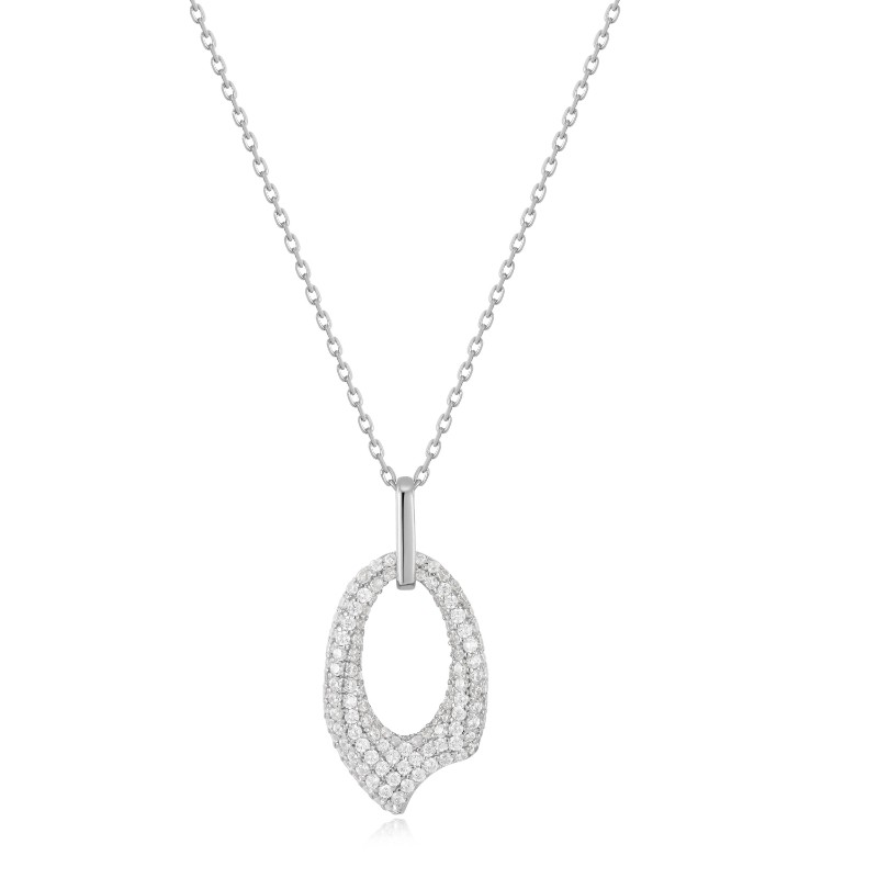 Silver Pav?Arrow Pendant Necklace