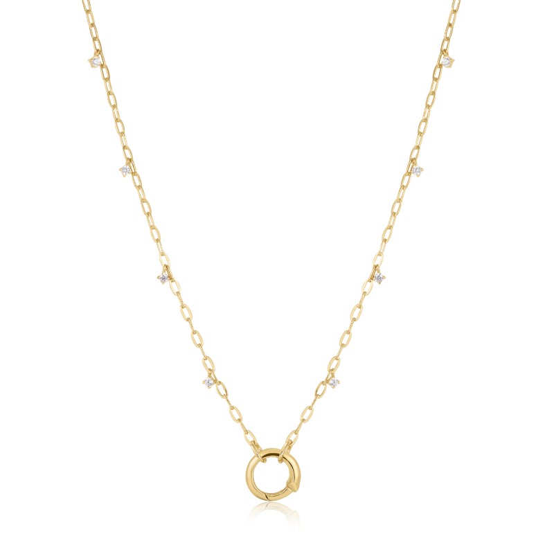 Gold Shimmer Chain Charm Connector Necklace